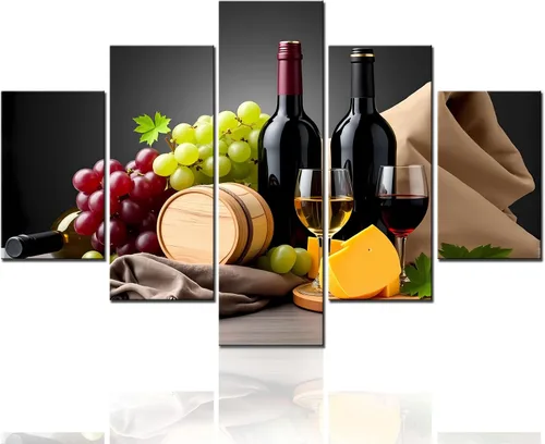 Miniatura 28 de TUMOVO - 5 cuadros de vino tinto con impresión de alta definición sobre lienzo.