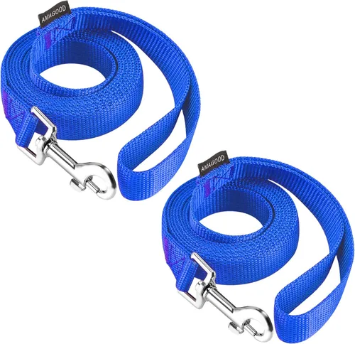 Miniatura 63 de AMAGOOD 6 pies de correas para cachorros/perros, correa de estilo tradicional resistente con gancho de cuello fácil de usar, correa para perros Negro