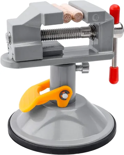 Miniatura 5 de Mesee Mini tornillo de prensa de taladro con ventosa, tornillo de tallado ajustable con rotación de 360 grados, abrazadera de nogal giratoria, banco