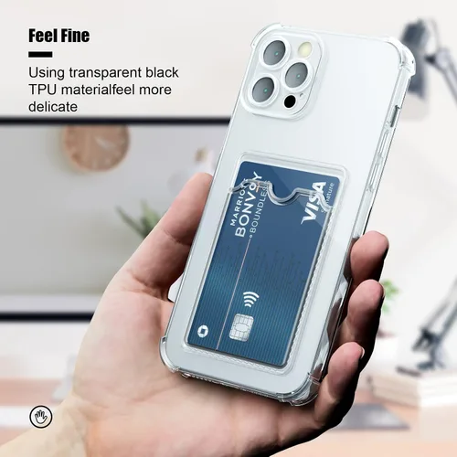 Miniatura 7 de AKABEILA Funda para iPhone 13 Pro Clear Cute Phone Case Soft TPU Wallet Case Slim Bag Cover a prueba de golpes con ranura para tarjetas Transparente