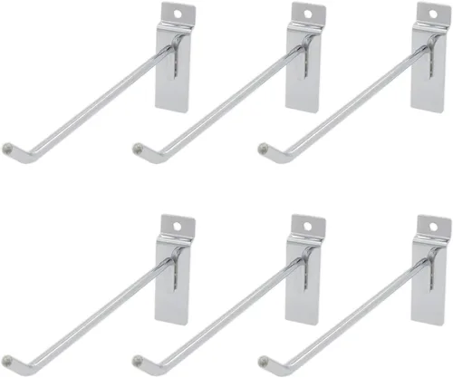 Miniatura 8 de Paquete de 6 ganchos Slatwall, ganchos resistentes para uso general, rejilla de metal de grado comercial, surtido de estanterías de almacenamiento