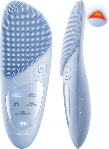COSLUS Cepillo de Limpieza Facial de Silicona Depurador Facial: IPX7 Cepillo de Lavado Facial Recargable Impermeable, 4 Modos de Limpieza, Cepillo