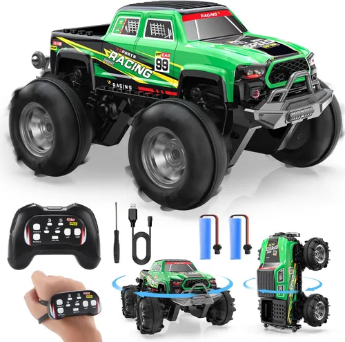 DEERC BG028 Camión monstruo anfibio RC/barco, coche de control remoto IPX7 impermeable con control por detección de gestos, coche RC de 2.4GHz 4WD