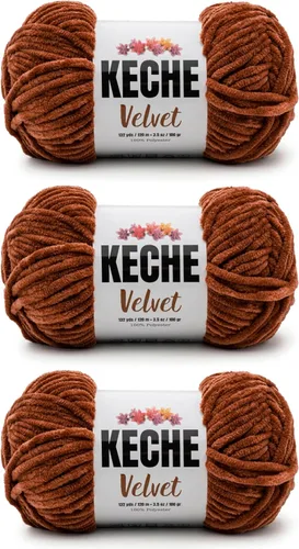 Miniatura 53 de Keche Hilo de terciopelo para ganchillo, manta de felpilla suave, voluminosa, hilo amigurumi, 3.53 oz (132 yardas), color azul bebé