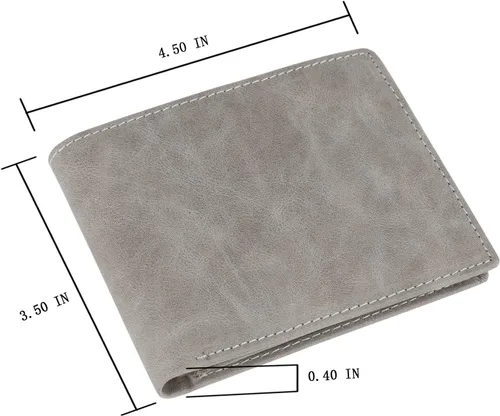 Miniatura 8 de Billetera para hombrecon RFID bloqueo plegable en 3, piel genuina, cartera con 2ventanas para identificación