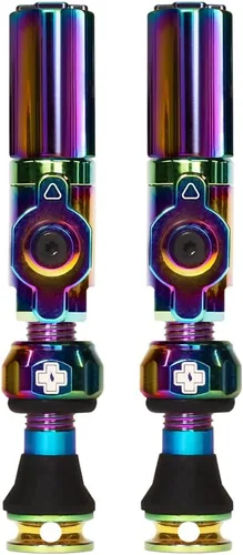 Muc-Off Big Bore - Válvulas híbridas sin cámara, iridiscentes de 1.772 in, tapones antipolvo de precisión para bicicletas con revolucionaria