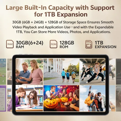 Miniatura 6 de SVITOO Tablet de 12 pulgadas, tableta Android 16, pantalla grande de 12 pulgadas, pantalla 2K, Octa-Core, 30 GB de RAM 128 GB de almacenamiento 1 TB