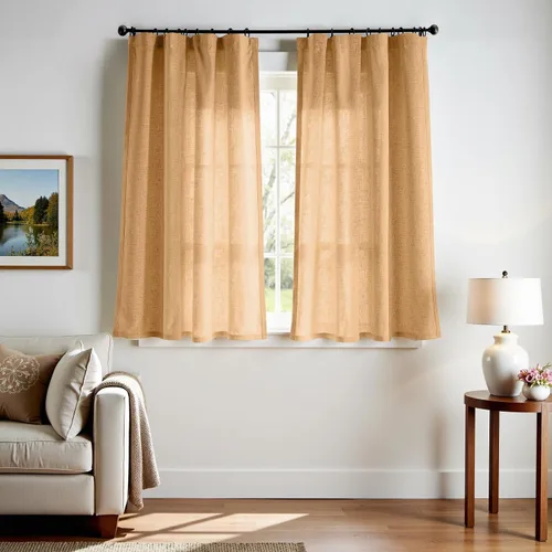 Miniatura 77 de JINCHAN Cortinas de lino de 108 pulgadas de largo, juego de 2 paneles, cortinas de ventana para sala de estar y dormitorio, cortinas