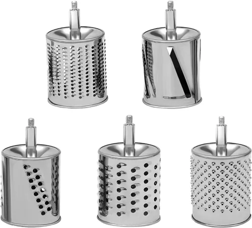 Miniatura 9 de Rallador giratorio de verduras 5 en 1 de acero inoxidable, cortador de patatas, rallador de queso para encimera, triturador manual de cocina