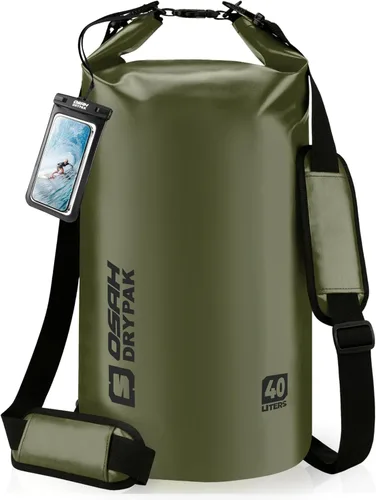 Miniatura 59 de Bolsa seca impermeable, 5L/10L/20L/30L/40L Mochila de almacenamiento ligera con funda para teléfono para mujeres y hombres, saco impermeable Gris