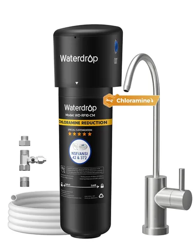 Waterdrop 10UB-CM Filtro de Agua Bajo Fregadero de 6 Meses (Incluye: Sistema + Grifo) para 99% Reducción de Cloramina - Ideal para California,