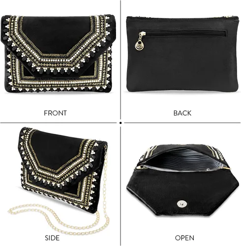 Miniatura 4 de Aheli Bolso de mano para mujer, bolso de novia para casual, correa desmontable, bolsa de noche