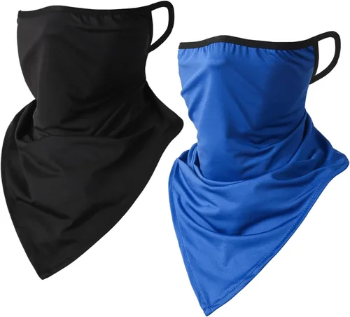 Miniatura 4 de CORIRESHA Polaina para el cuello de 2 piezas para mujer con trabillas para las orejas, cubierta de pasamontañas, protección contra el polvo y el sol