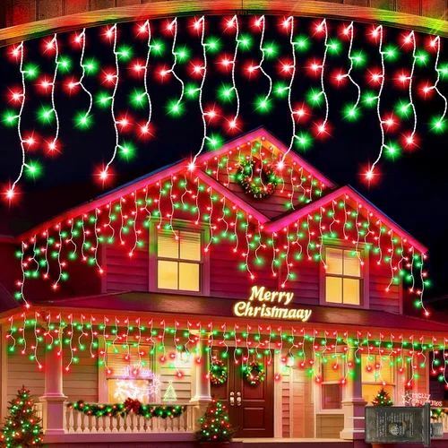 Miniatura 9 de JXLEDAYY Luces de Navidad superlargas de 1280 luces LED de 131 pies con 240 caídas, enchufables, con 8 modos de decoración de Navidad, para Multi
