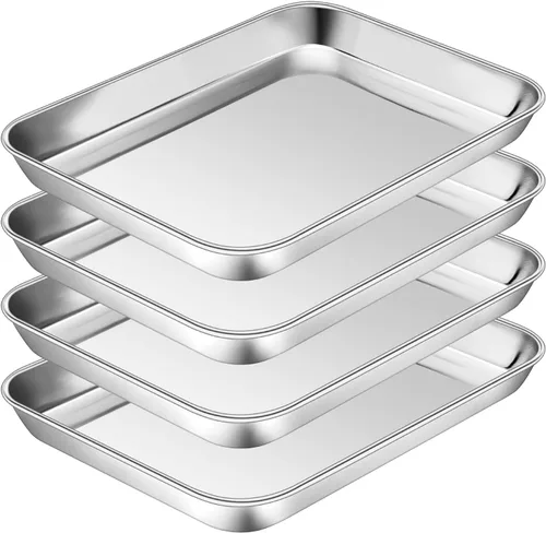 Miniatura 11 de P&P CHEF Bandeja para hornear galletas de 9 pulgadas, bandeja de acero inoxidable para cocina, utensilios para horno para múltiples usos, aspecto