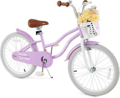 Miniatura 15 de HONEY JOY Bicicleta para niños de 12, 14, 16, 18, 20 pulgadas, con ruedas de entrenamiento, freno de mano y freno de posavasos, cadena totalmente