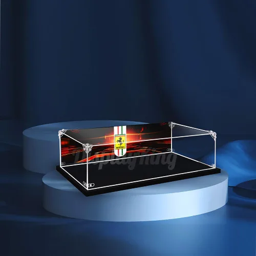 Vitrina acrílica con tornillo para Lego Ferrari 488 GTE AF Corse #51 1,658.465 - 0.118 in de grosor (Lego Set no incluido) (con fondo temático)
