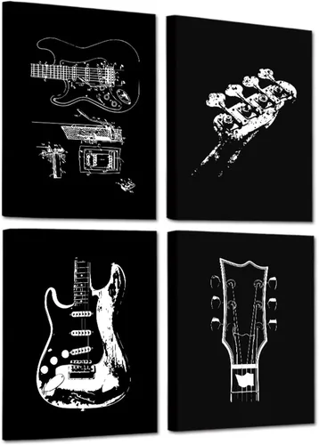 Lienzo decorativo musical para pared, decoración de pared de dormitorio, arte de guitarra, estética, decoración de sala de estar, 8 x 10 pulgadas,
