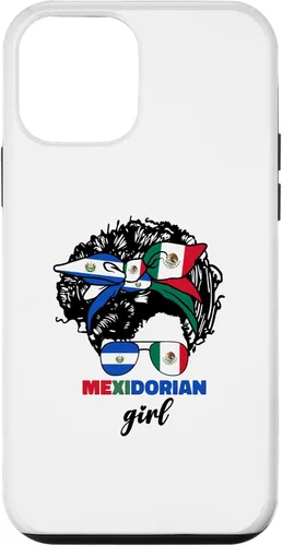 Miniatura 12 de Funda para iPhone 13 Pro Max mitad mexicana y salvadoreña mexicana y salvadoreña para niña con la bandera de El Salvador