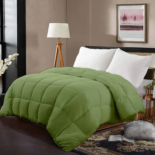 Miniatura 2 de Bedding - Edredón acolchado – 1 pieza de edredón alternativo de plumón con pestañas en las esquinas, para todas las estaciones, transpirable, Musgo