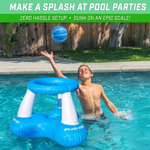 Miniatura 2 de GoSports Splash Hoop Air, juego de baloncesto inflable para piscina, incluye aro flotante, 2 pelotas de baloncesto de agua y bomba de bolas