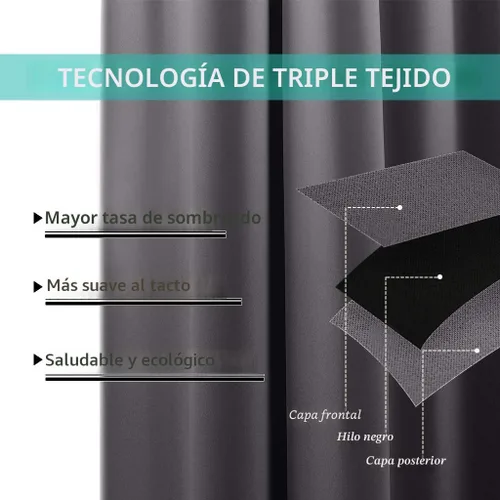 Miniatura 7 de NICETOWN Cortinas de oscurecimiento completo, par de cortinas opacas con ahorro de energía y bloqueo de ruido para ventana del comedor, con Gris