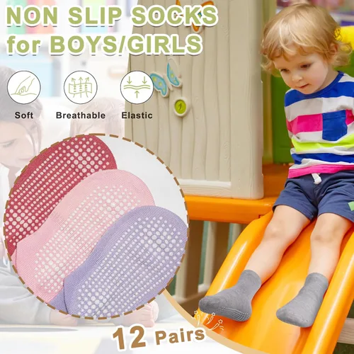 Miniatura 2 de HYCLES Calcetines Antideslizantes para Niños Pequeños, Calcetines de Agarre para Niñas de 1-10 Años Niños Niñas Calcetines para Niños Pequeños