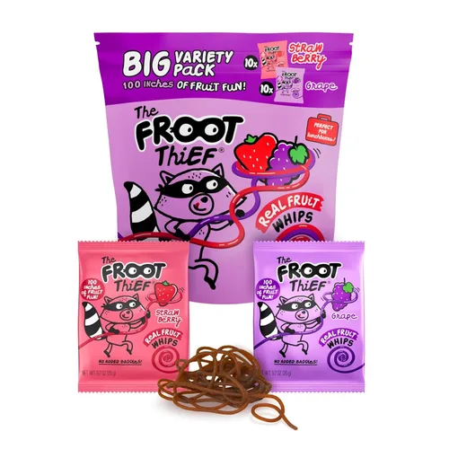 Miniatura 9 de THE FROOT Thief Golosinas de fruta real, sin frutos secos, perfectas para almuerzos escolares, bolsas individuales para niños, manzana, paquete de 5
