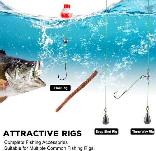 Miniatura 4 de TOPFORT Kit de 187/343 piezas de accesorios de pesca, Caja de aparejos de pesca organizada con aparejos incluidos, anzuelos de pesca, pesas de Kit