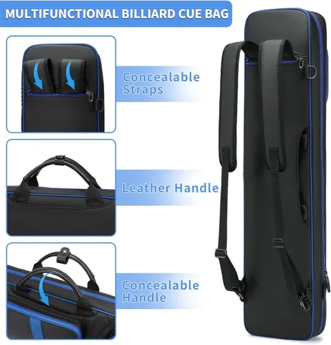 Miniatura 4 de BOSSTIN Estuche para taco de billar, 3 x 4 / 5 x 5 pulgadas, accesorios para taco de billar, funda acolchada suave 4 azul: 5 x 5
