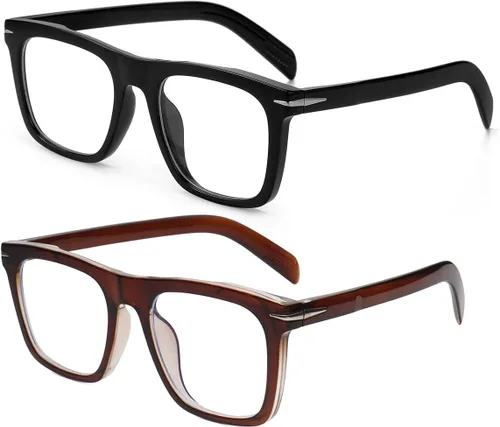 Miniatura 11 de Gafas de bloqueo de luz azul de moda con marco cuadrado para hombres y mujeres, gafas de computadora sin receta, 01 Negro