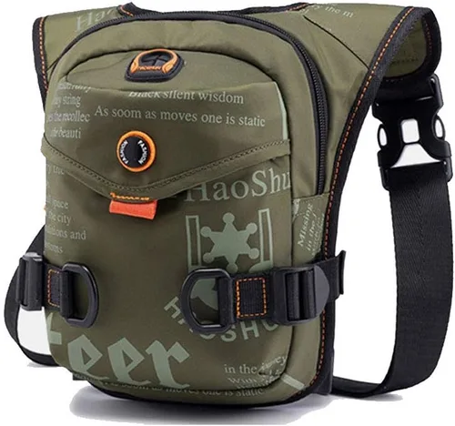 GFun Riñonera de cintura impermeable para mensajero, bolsa táctica militar, muslo, cadera, para exteriores, con agujero para auriculares, viajes,