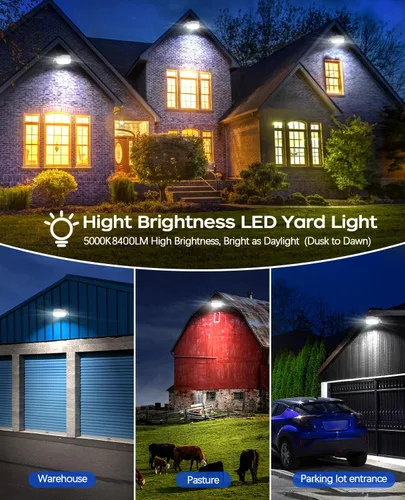 Miniatura 6 de CINOTON Luz LED de granero, 70 W 8400 lm, luz de seguridad para exteriores del anochecer al amanecer, listado UL, 120 V, optimizada para el hogar