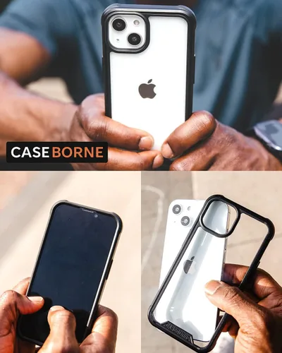 Miniatura 6 de CaseBorne R - Funda compatible con iPhone 14 / iPhone 13, transparente a prueba de golpes, grado militar, probada en caídas de 12 pies, marco