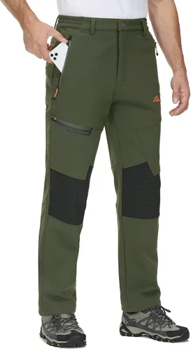 TACVASEN pantalones de senderismo para hombre con forro polar reforzados en las rodillas ligeros para esquí y snowboard sin cinturón