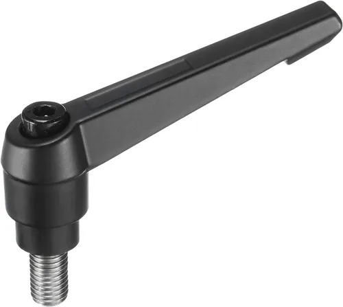 Miniatura 30 de uxcell Manija de palanca de sujeción ajustable M5 x 0.787 in óxido negro métrico acero al carbono macho roscado perillas de mano con botón