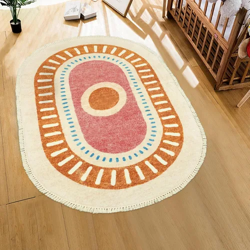 Miniatura 19 de Lukinbox Alfombra bohemia para sala de estar, 3 x 5 pies, lavable a máquina, alfombra de dormitorio, súper suave, antideslizante, color naranja