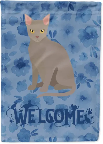 Miniatura 102 de Caroline's Treasures CK5047CHF Ojos Azules - Bandera de bienvenida con diseño de gato para casa de porche, grande, para colgar en la pared