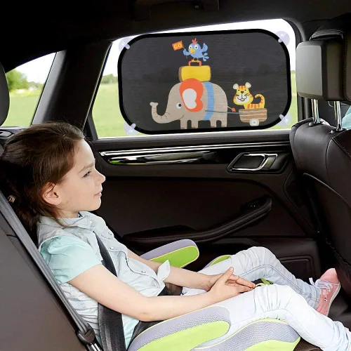 Miniatura 7 de MOVINPE Parasol para auto para bebés y niños, 2 unidades, adhesivo estático para ventana lateral, parasol trasero universal de 80GSM con 8 ventosas