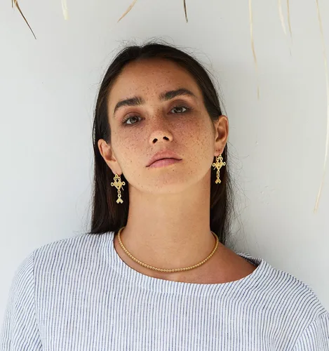 Miniatura 3 de Gargantilla de oro de 18 quilates, joyería delicada para mujeres de 16 pulgadas, con dije, cadena de eslabones