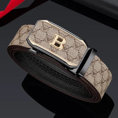 Miniatura 3 de VANNANBA Cinturón para hombre, cinturón de trinquete de moda de cuero genuino para hombres. Tamaño ajustable