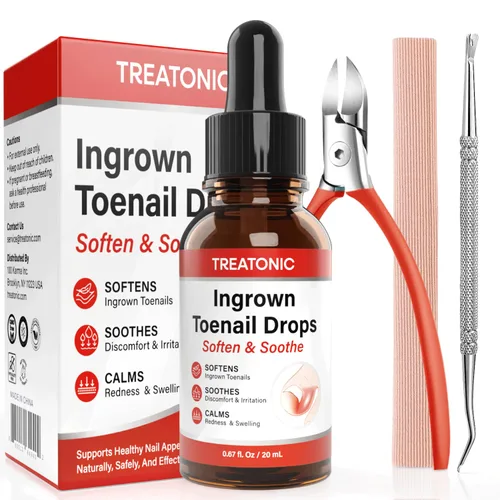 Treatonic Kit de Tratamiento de Uñas Encarnadas – Gotas Suavizantes de Uñas y Conjunto de Cortaúñas de Precisión para Eliminación para el Cuidado de