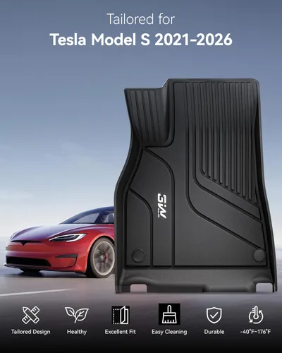 Miniatura 2 de 3W – Tapetes y revestimiento para maletero compatibles con Tesla Model S 2021-2026, tapetes TPE para todo tipo de clima con ajuste personalizado