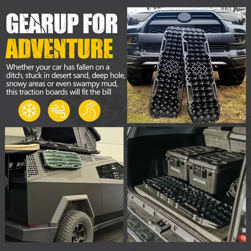 Miniatura 7 de BUNKER INDUST - Tablas de tracción todoterreno con base de gato, par de pistas de recuperación 4X4 para Jeep Truck, alfombrilla de tracción