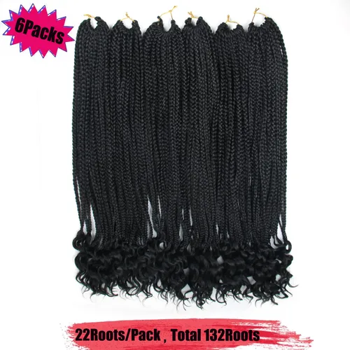 Miniatura 2 de ROSESSEA 6 paquetes de trenzas de ganchillo de 26 pulgadas, trenzas de ganchillo para mujeres, cabello trenzado de ganchillo negro con extremos 1b#