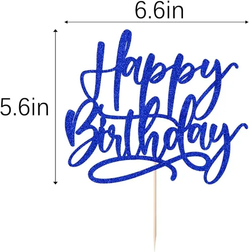 Miniatura 3 de Kaoenla Decoración de Pastel de Feliz Cumpleaños Azul - decoración de pastel de feliz cumpleaños azul real, niños y niñas, hombres y mujeres