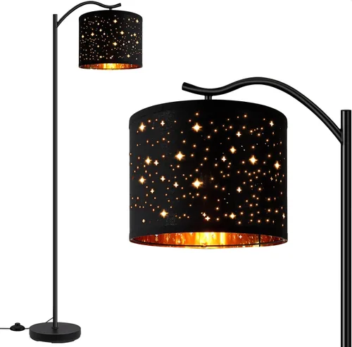 BoostArea Lámpara de pie para sala de estar, lámpara de pie moderna y alta con arco LED y pantalla de lino bohemio, enchufe E26, interruptor de pie,