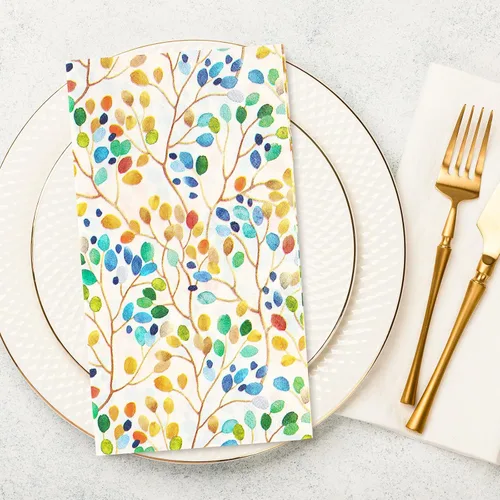 Miniatura 3 de AnyDesign 100 servilletas de hojas coloridas para invitados, hojas de acuarela, ramas, servilletas de papel desechables, servilletas de papel