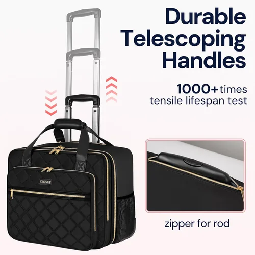 Miniatura 4 de Ytonet Bolsa para portátil con ruedas para mujer, Negro -, Bolsa con ruedas para laptop