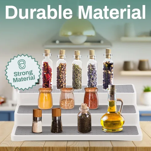 Miniatura 3 de Home Intuition Organizador de despensa de cocina antideslizante de 3 niveles y 14 pulgadas